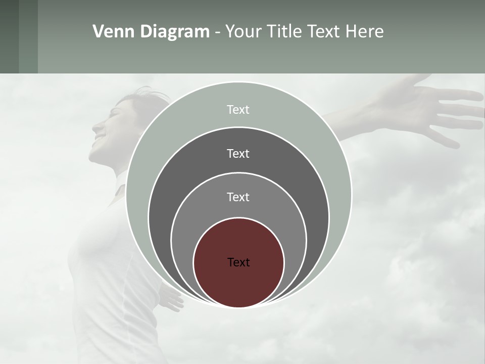 A Woman Reaching Up Into The Sky With Her Arms Outstretched PowerPoint Template