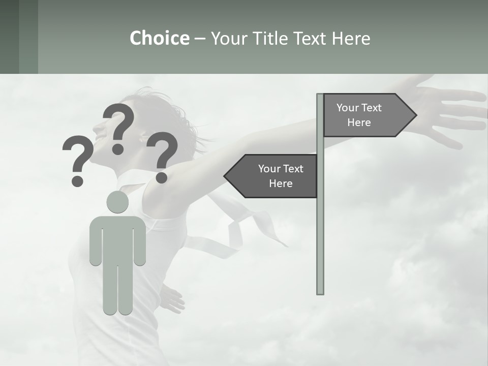 A Woman Reaching Up Into The Sky With Her Arms Outstretched PowerPoint Template
