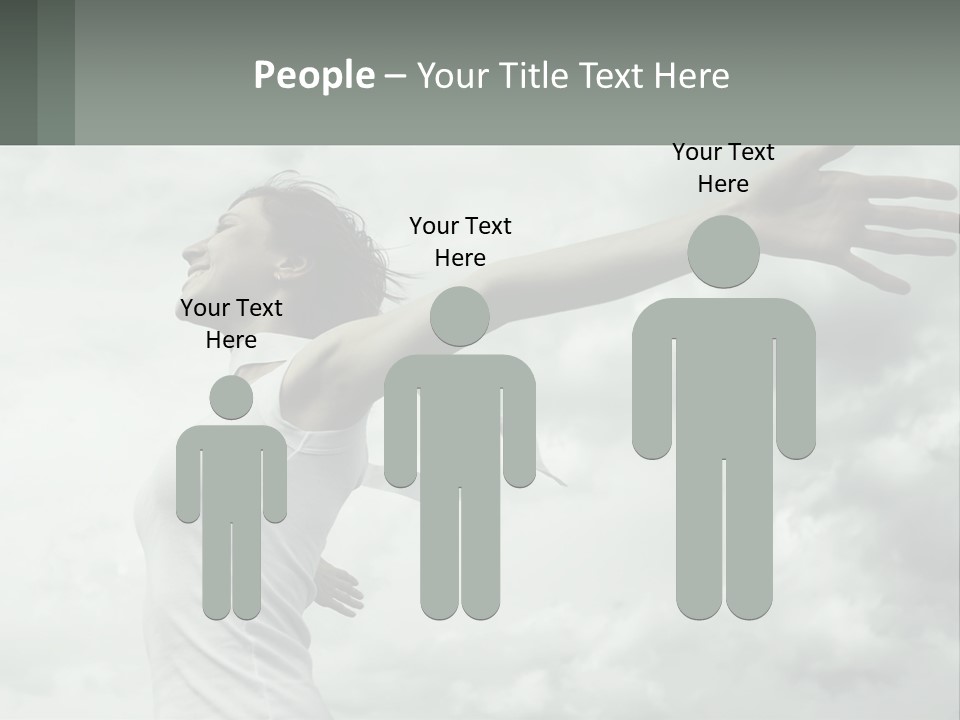 A Woman Reaching Up Into The Sky With Her Arms Outstretched PowerPoint Template
