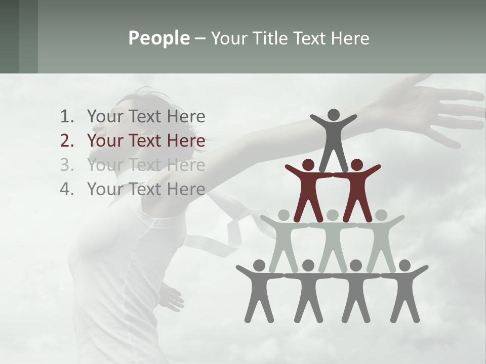 A Woman Reaching Up Into The Sky With Her Arms Outstretched PowerPoint Template