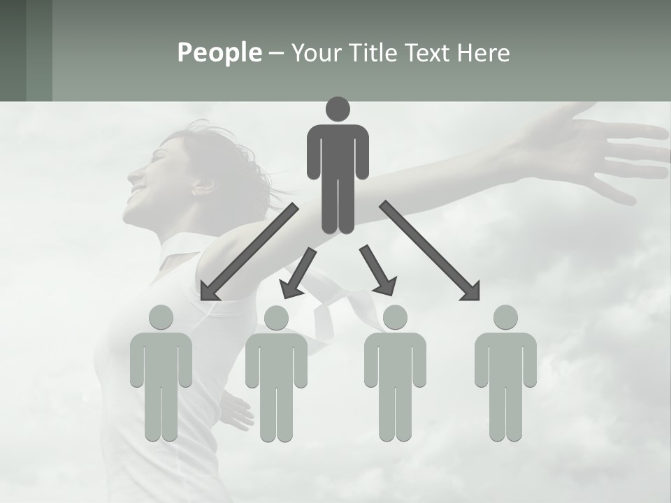 A Woman Reaching Up Into The Sky With Her Arms Outstretched PowerPoint Template