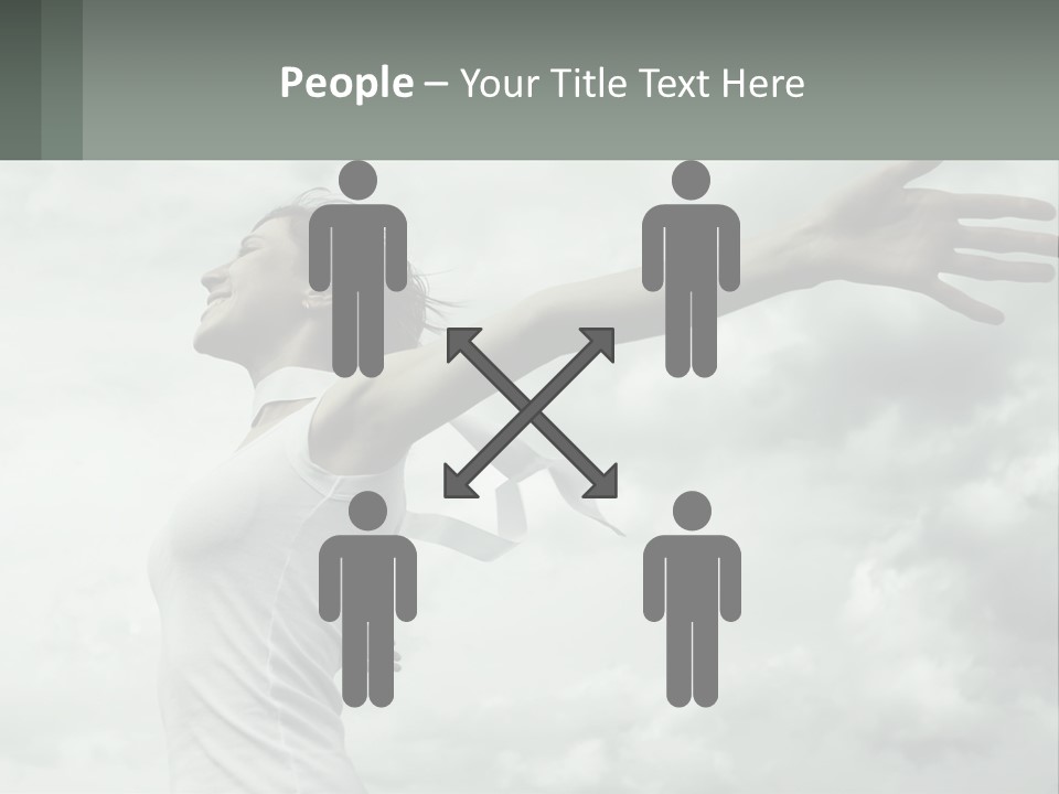 A Woman Reaching Up Into The Sky With Her Arms Outstretched PowerPoint Template