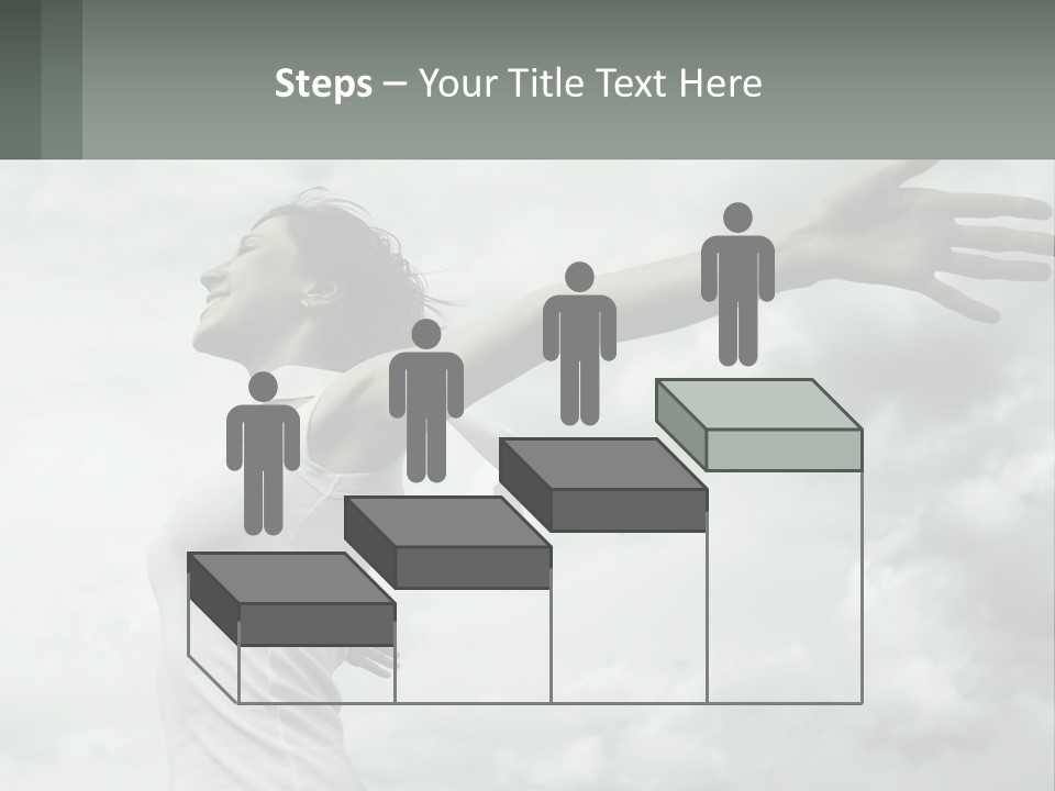 A Woman Reaching Up Into The Sky With Her Arms Outstretched PowerPoint Template