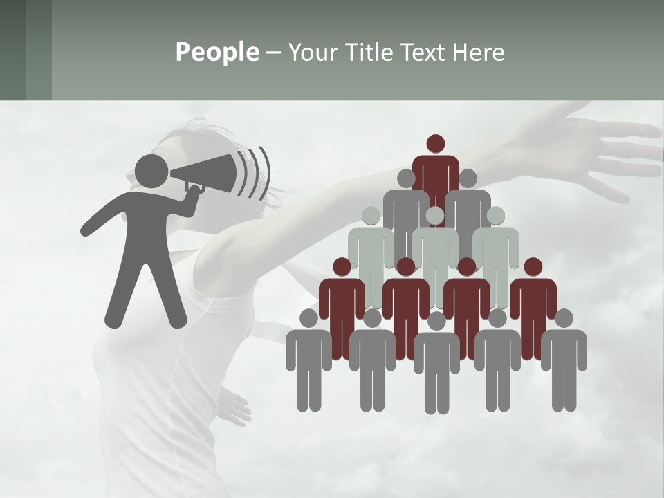 A Woman Reaching Up Into The Sky With Her Arms Outstretched PowerPoint Template