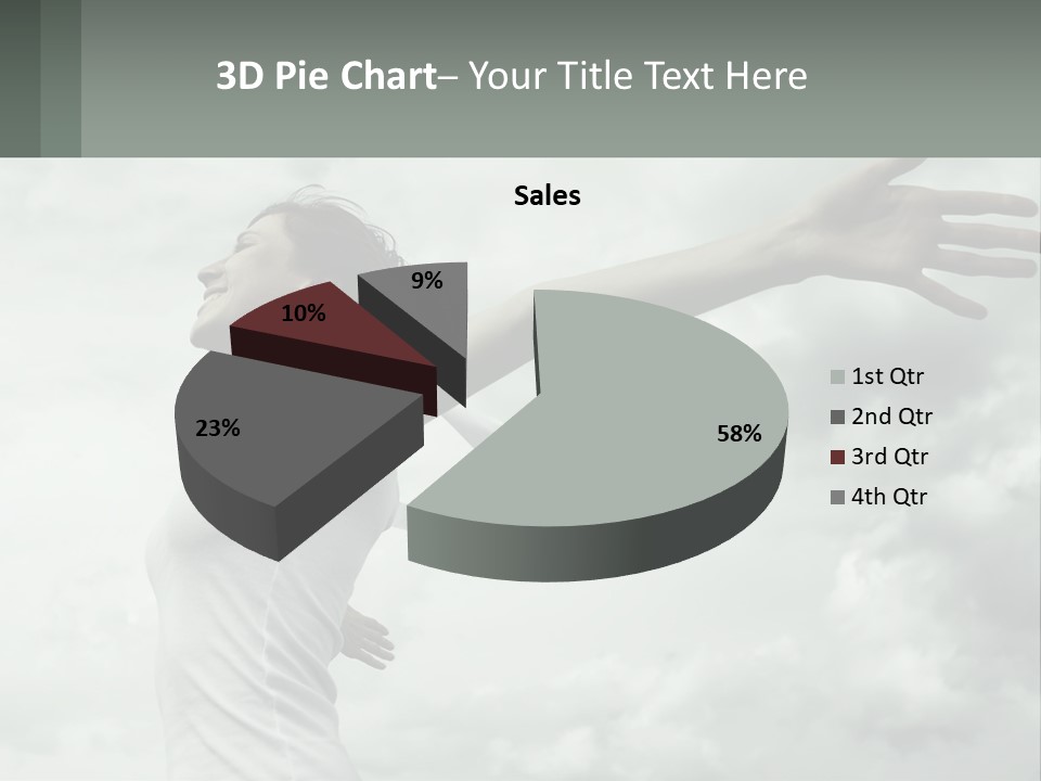 A Woman Reaching Up Into The Sky With Her Arms Outstretched PowerPoint Template