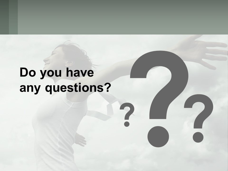 A Woman Reaching Up Into The Sky With Her Arms Outstretched PowerPoint Template