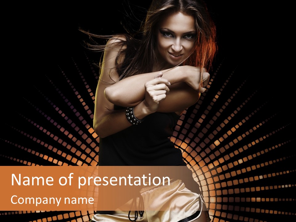 A Woman In A Black Dress Is Dancing PowerPoint Template