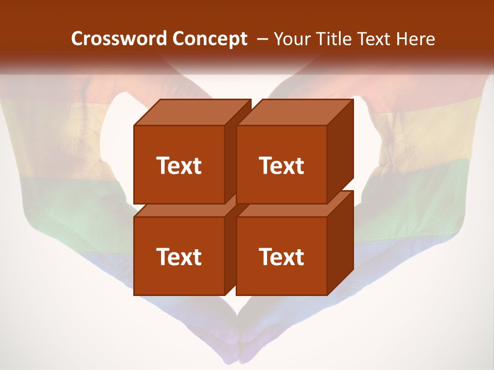 Two Hands In The Shape Of A Heart With The Colors Of The Rainbow Painted On PowerPoint Template
