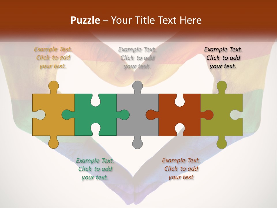 Two Hands In The Shape Of A Heart With The Colors Of The Rainbow Painted On PowerPoint Template