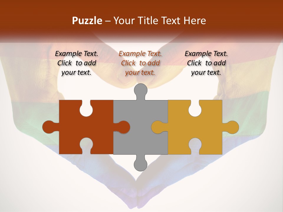 Two Hands In The Shape Of A Heart With The Colors Of The Rainbow Painted On PowerPoint Template