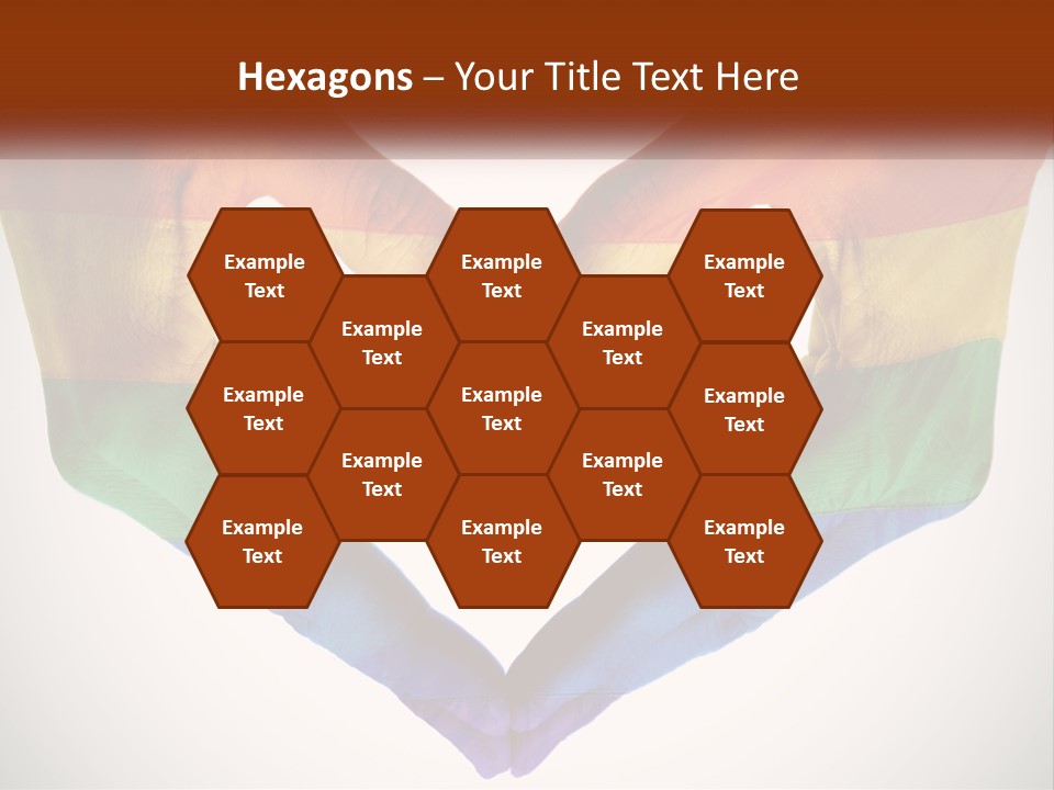 Two Hands In The Shape Of A Heart With The Colors Of The Rainbow Painted On PowerPoint Template