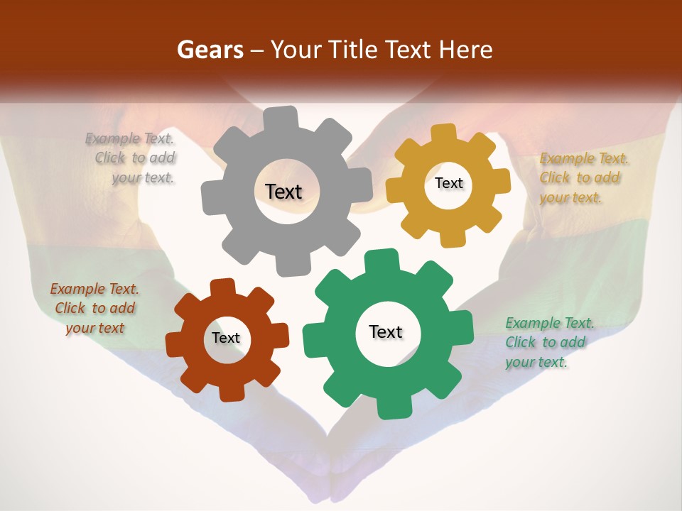 Two Hands In The Shape Of A Heart With The Colors Of The Rainbow Painted On PowerPoint Template