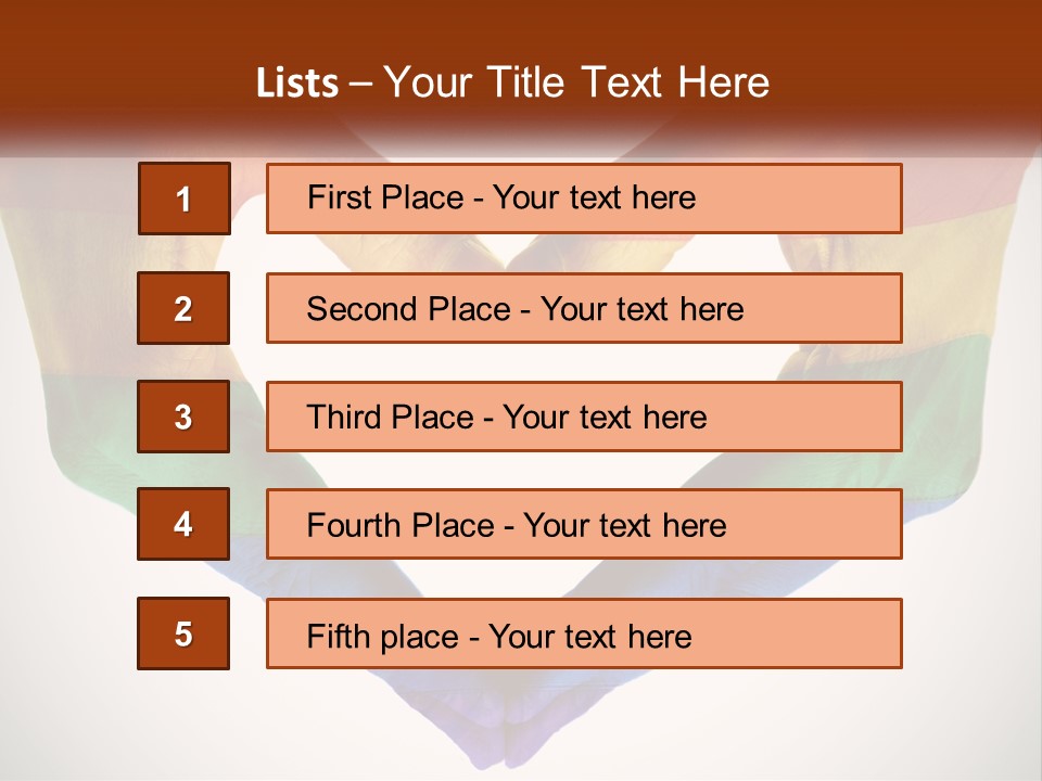 Two Hands In The Shape Of A Heart With The Colors Of The Rainbow Painted On PowerPoint Template