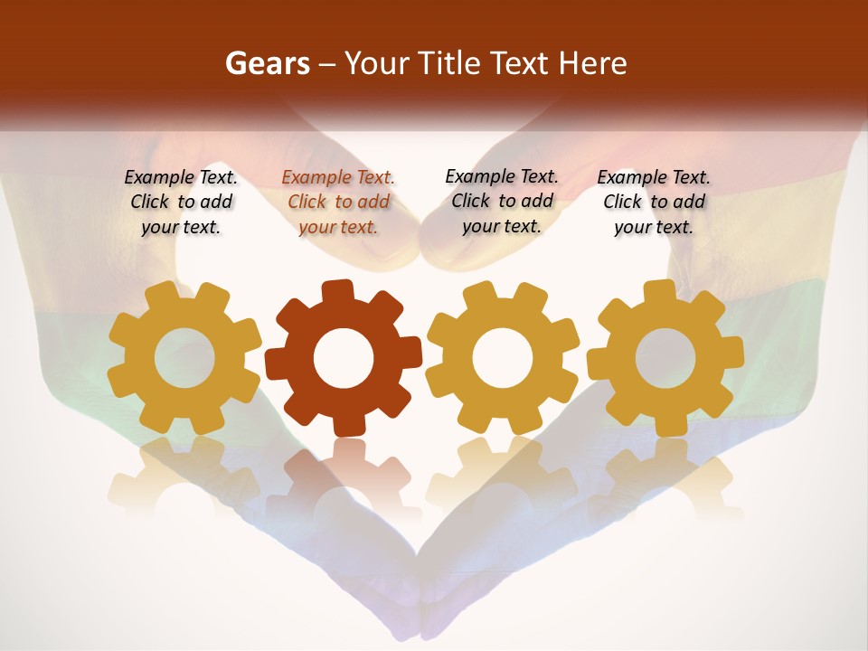 Two Hands In The Shape Of A Heart With The Colors Of The Rainbow Painted On PowerPoint Template