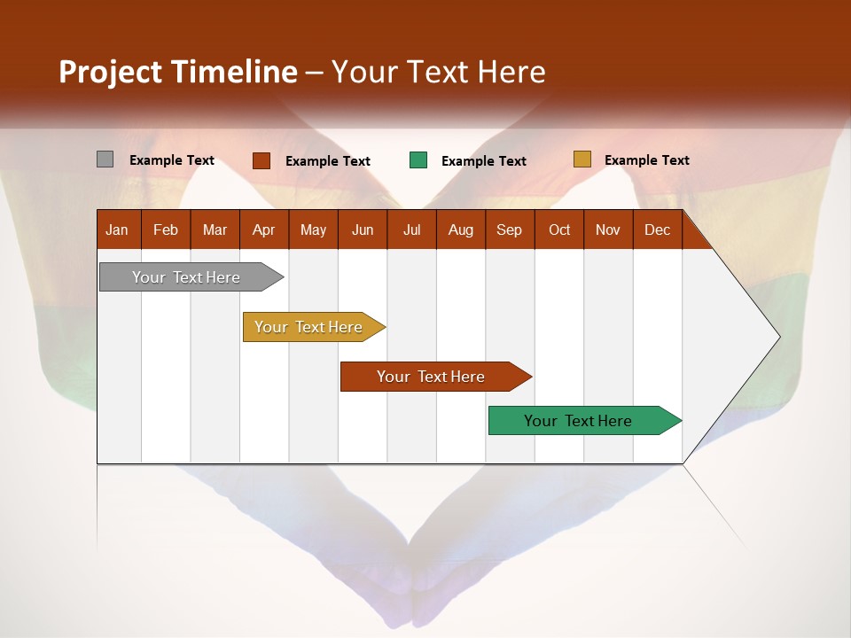 Two Hands In The Shape Of A Heart With The Colors Of The Rainbow Painted On PowerPoint Template