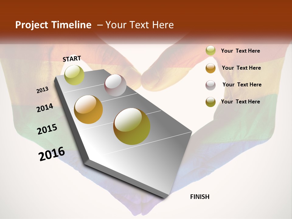 Two Hands In The Shape Of A Heart With The Colors Of The Rainbow Painted On PowerPoint Template