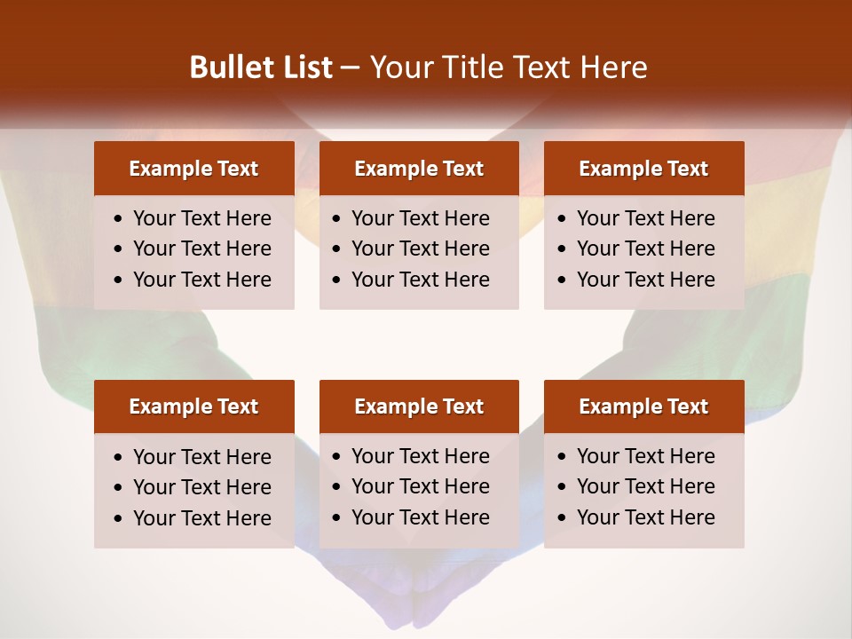 Two Hands In The Shape Of A Heart With The Colors Of The Rainbow Painted On PowerPoint Template