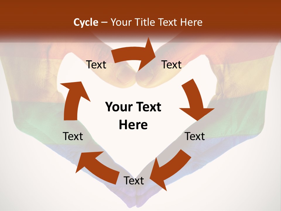 Two Hands In The Shape Of A Heart With The Colors Of The Rainbow Painted On PowerPoint Template