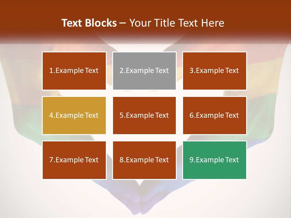 Two Hands In The Shape Of A Heart With The Colors Of The Rainbow Painted On PowerPoint Template