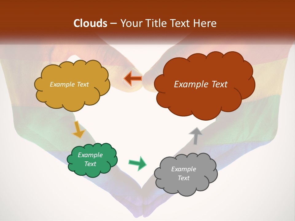 Two Hands In The Shape Of A Heart With The Colors Of The Rainbow Painted On PowerPoint Template
