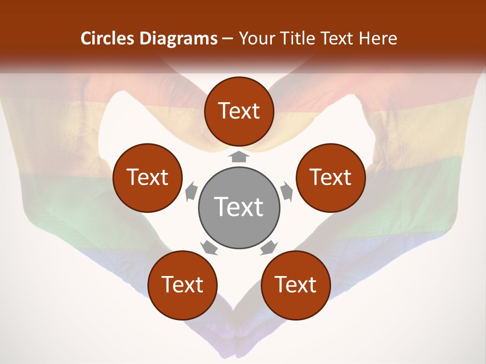 Two Hands In The Shape Of A Heart With The Colors Of The Rainbow Painted On PowerPoint Template