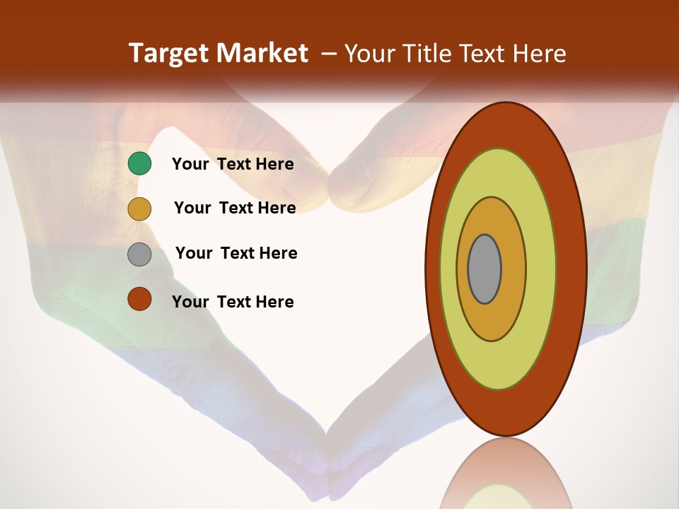 Two Hands In The Shape Of A Heart With The Colors Of The Rainbow Painted On PowerPoint Template