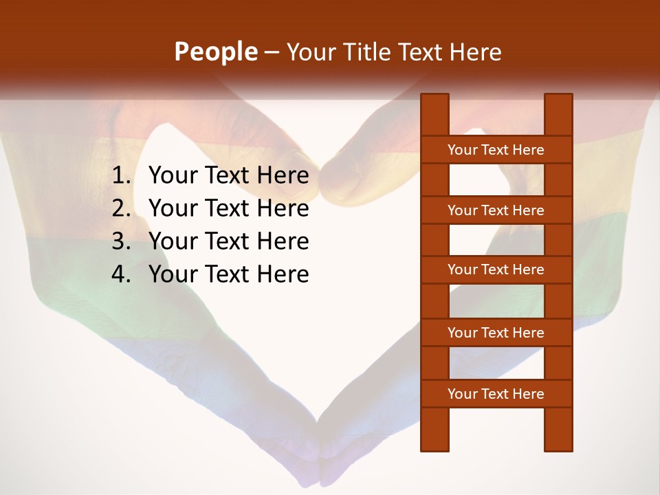 Two Hands In The Shape Of A Heart With The Colors Of The Rainbow Painted On PowerPoint Template