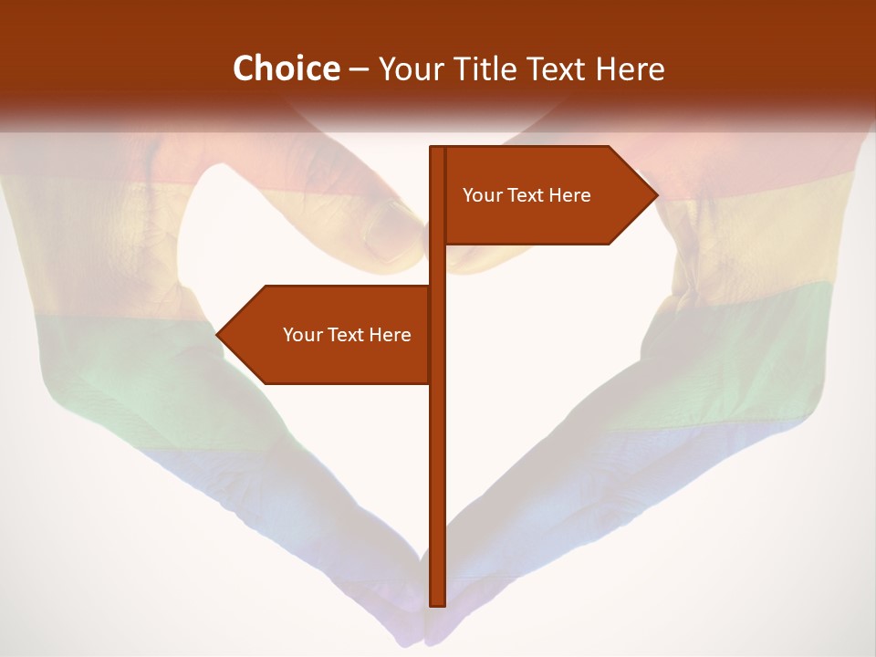 Two Hands In The Shape Of A Heart With The Colors Of The Rainbow Painted On PowerPoint Template