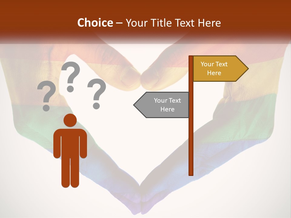 Two Hands In The Shape Of A Heart With The Colors Of The Rainbow Painted On PowerPoint Template