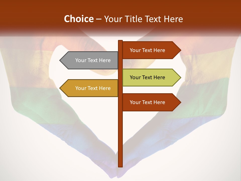 Two Hands In The Shape Of A Heart With The Colors Of The Rainbow Painted On PowerPoint Template