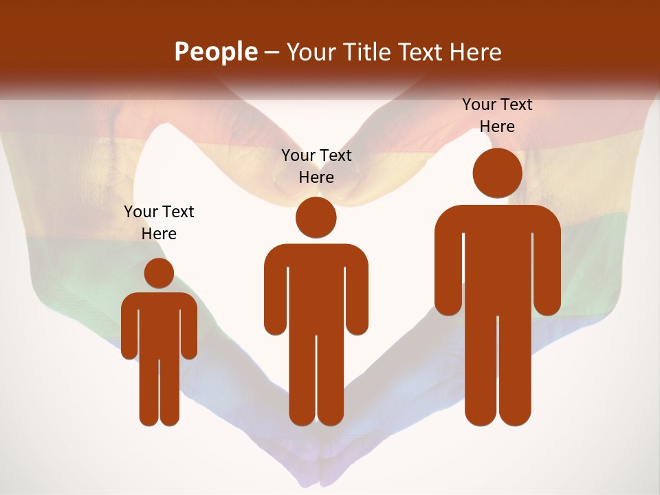 Two Hands In The Shape Of A Heart With The Colors Of The Rainbow Painted On PowerPoint Template