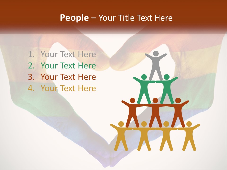 Two Hands In The Shape Of A Heart With The Colors Of The Rainbow Painted On PowerPoint Template