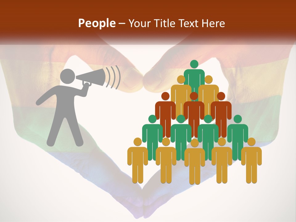 Two Hands In The Shape Of A Heart With The Colors Of The Rainbow Painted On PowerPoint Template