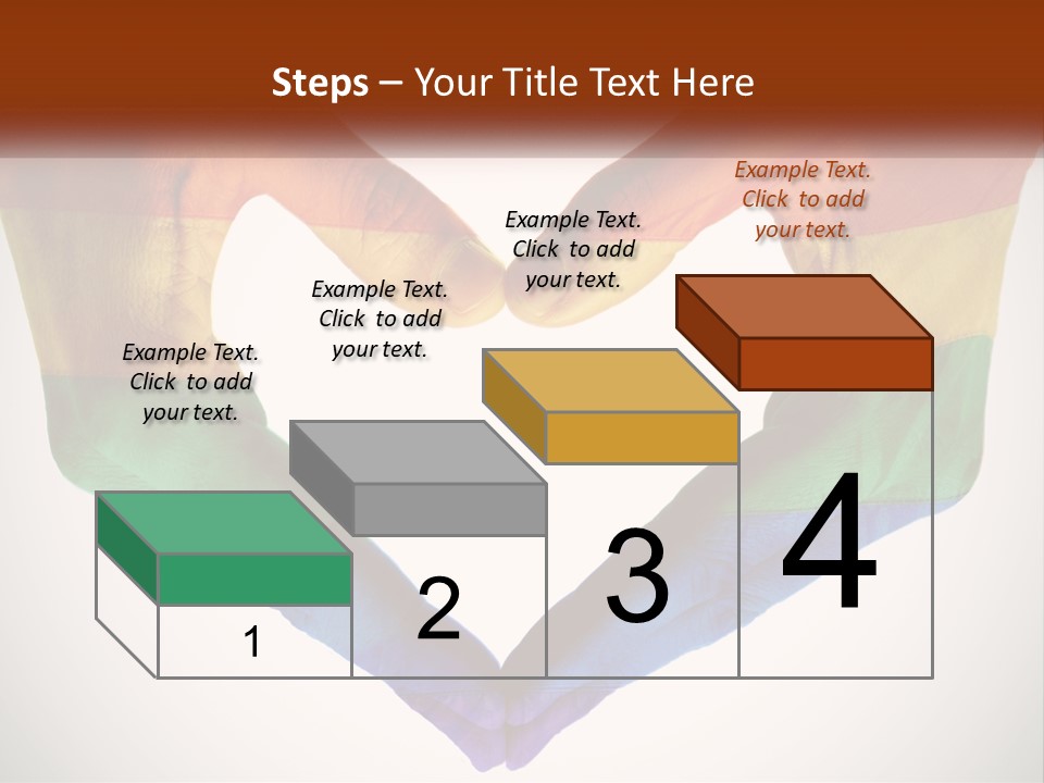Two Hands In The Shape Of A Heart With The Colors Of The Rainbow Painted On PowerPoint Template