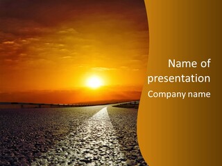 A Road With A Sunset In The Background PowerPoint Template