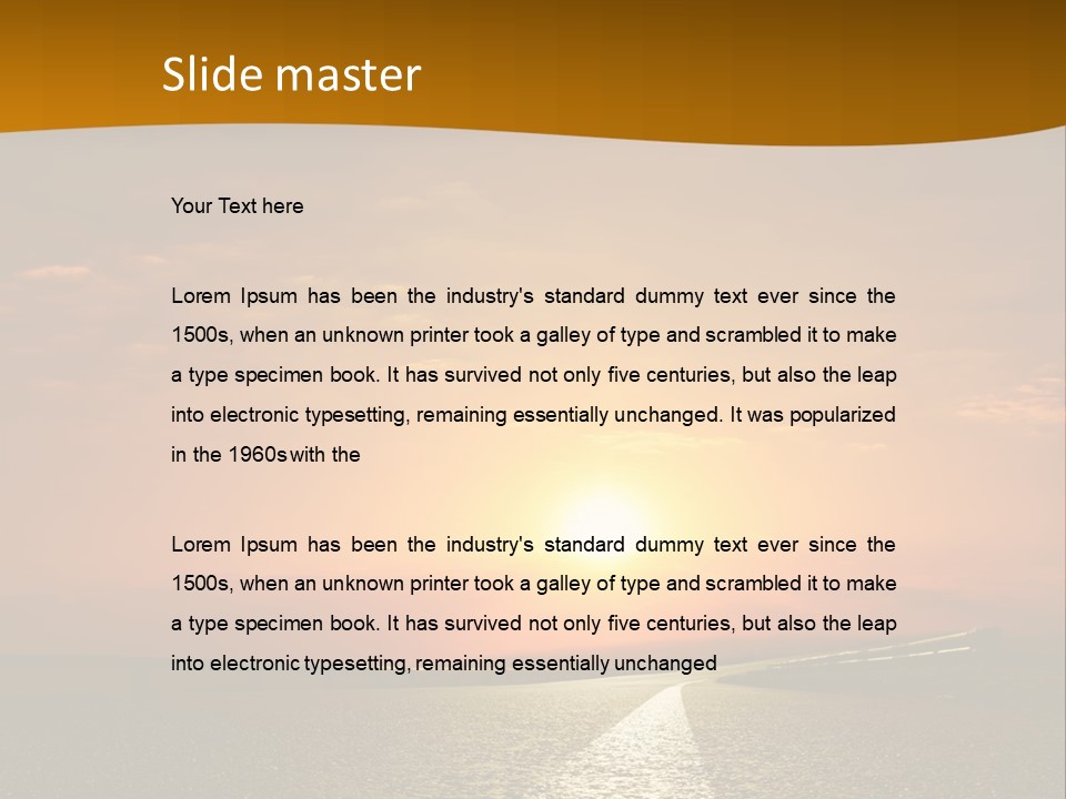 A Road With A Sunset In The Background PowerPoint Template