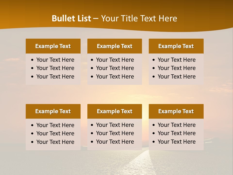 A Road With A Sunset In The Background PowerPoint Template