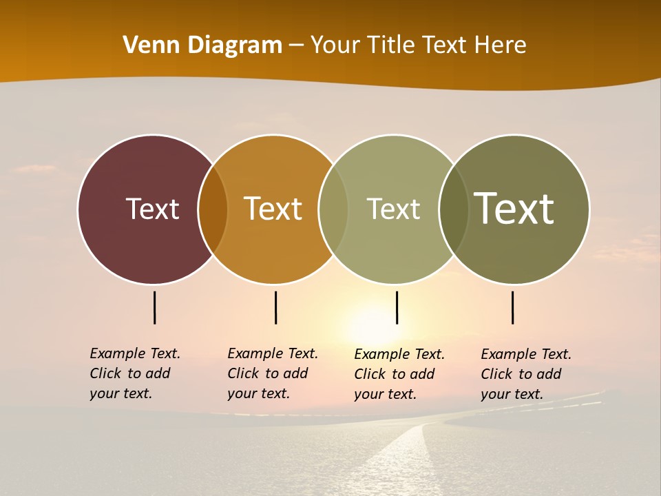 A Road With A Sunset In The Background PowerPoint Template