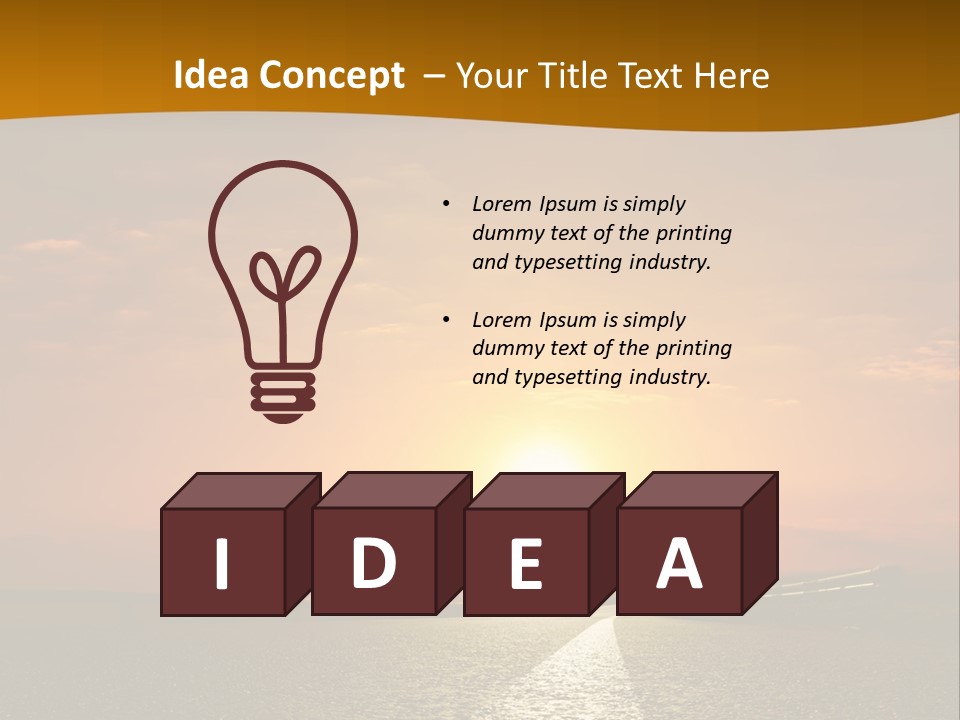 A Road With A Sunset In The Background PowerPoint Template