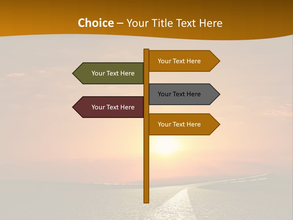 A Road With A Sunset In The Background PowerPoint Template