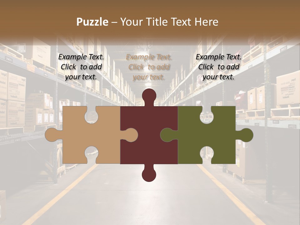 A Large Warehouse Filled With Lots Of Shelves PowerPoint Template