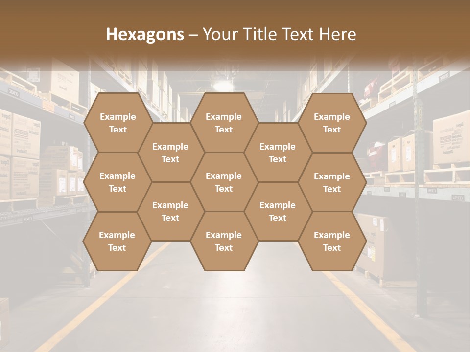 A Large Warehouse Filled With Lots Of Shelves PowerPoint Template