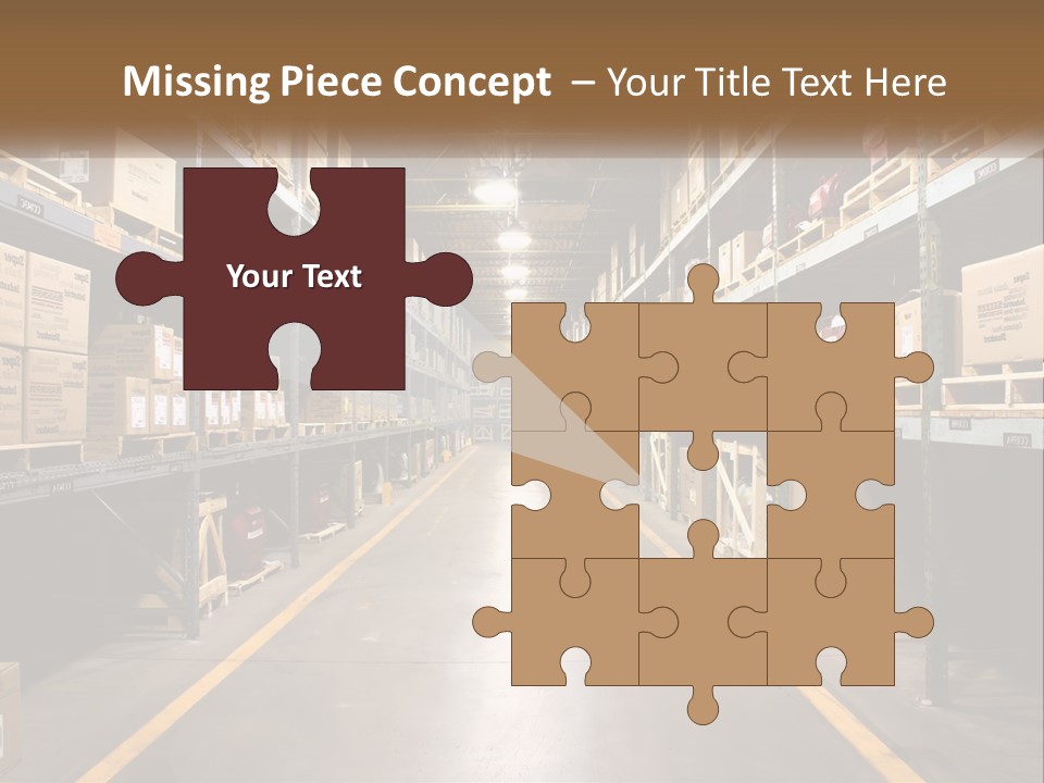 A Large Warehouse Filled With Lots Of Shelves PowerPoint Template