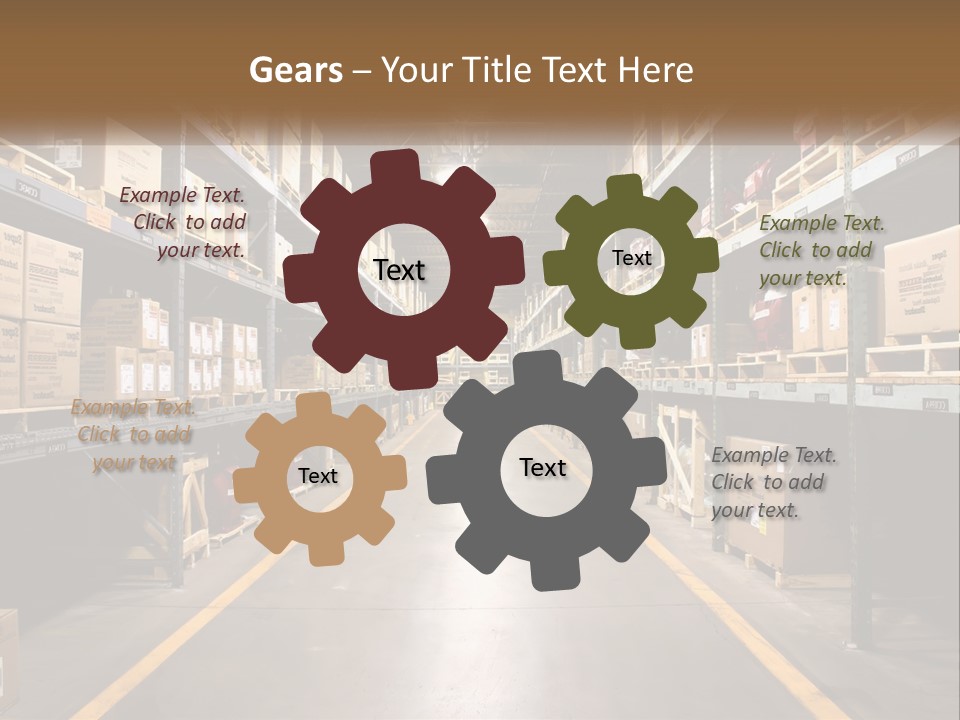 A Large Warehouse Filled With Lots Of Shelves PowerPoint Template