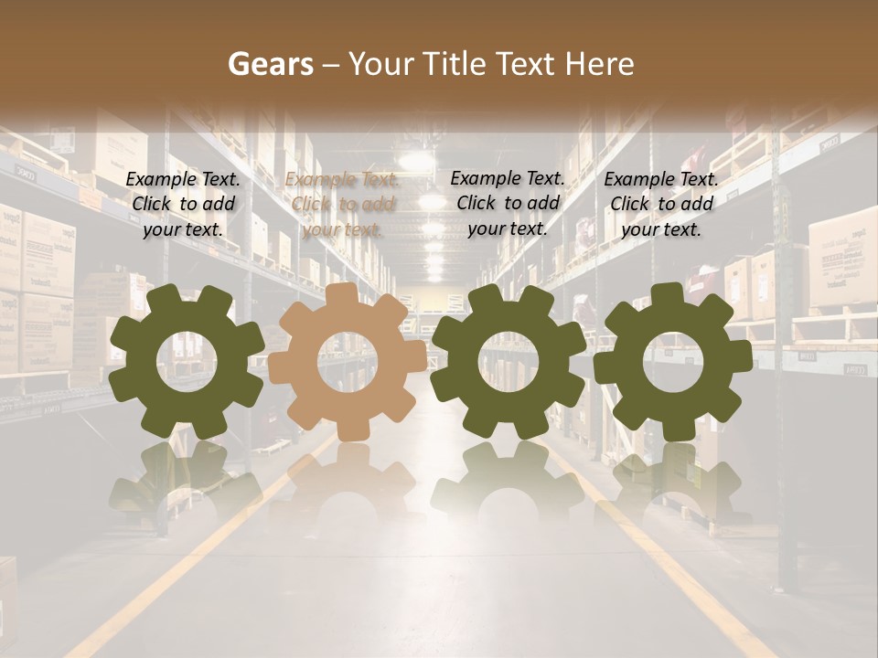 A Large Warehouse Filled With Lots Of Shelves PowerPoint Template