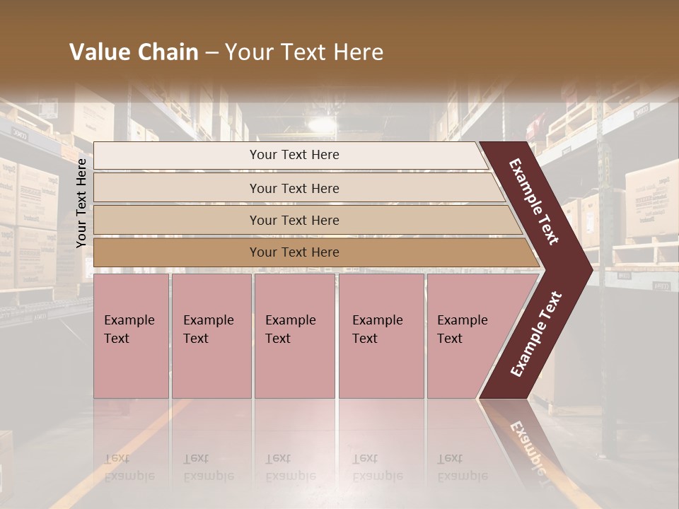 A Large Warehouse Filled With Lots Of Shelves PowerPoint Template
