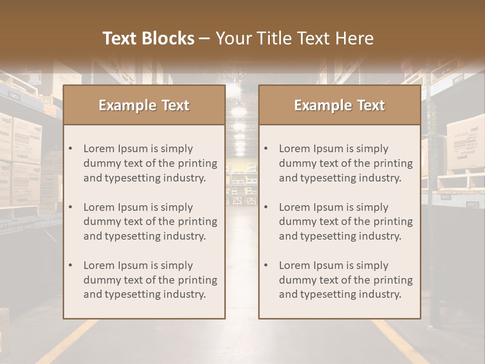 A Large Warehouse Filled With Lots Of Shelves PowerPoint Template