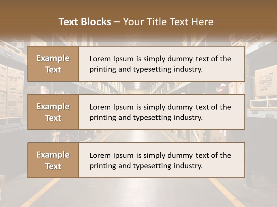 A Large Warehouse Filled With Lots Of Shelves PowerPoint Template