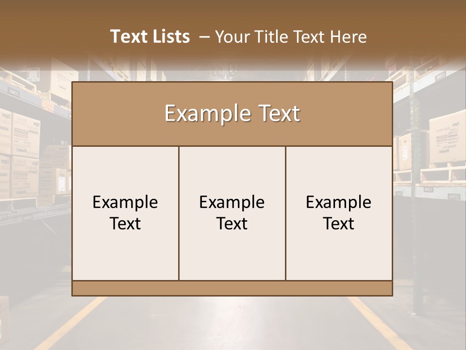 A Large Warehouse Filled With Lots Of Shelves PowerPoint Template