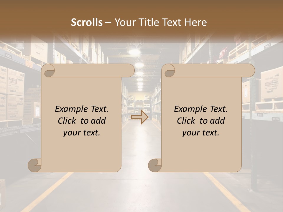 A Large Warehouse Filled With Lots Of Shelves PowerPoint Template